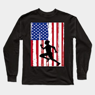 usa flag runner Long Sleeve T-Shirt